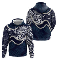 Aloha Hawaii Kalo Pikake Lei Zip Hoodie Chest Tattoo Oxford Blue Hawaiian Pattern LT14 - Polynesian Pride