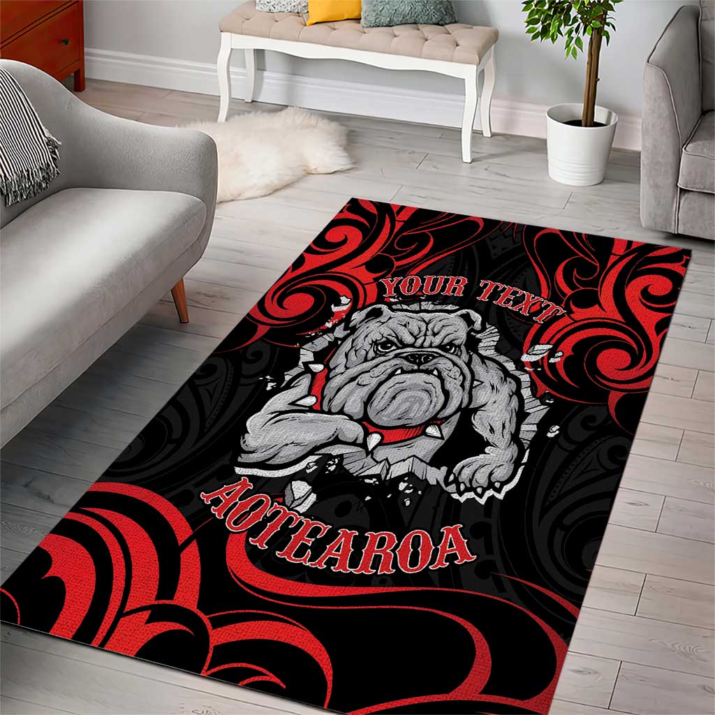 Personalised Aotearoa Bulldog Area Rug NZ Maori Tattoo