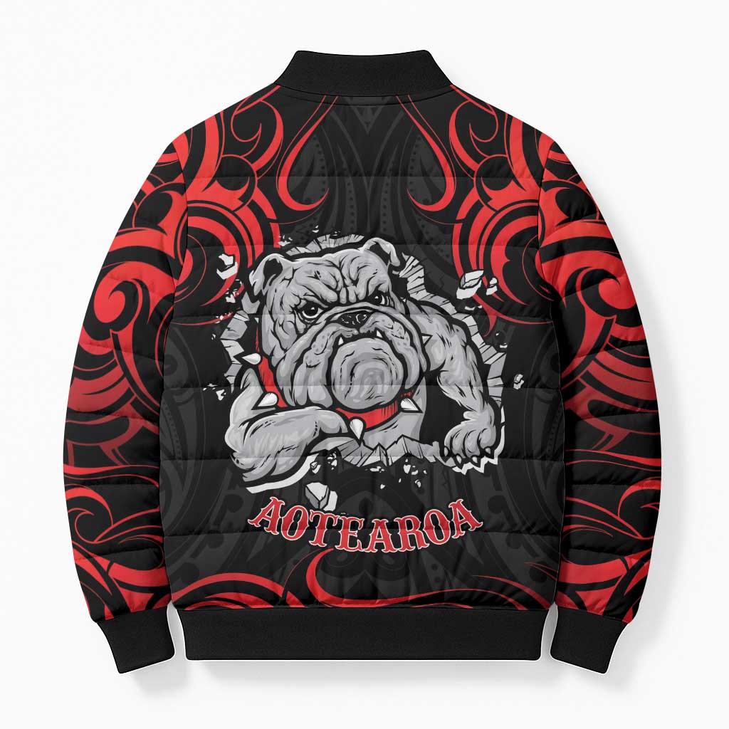 Aotearoa Bulldog Bomber Puffer Jacket NZ Maori Tattoo - Polynesian Pride