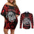 Personalised Aotearoa Bulldog Couples Matching Off Shoulder Short Dress and Long Sleeve Button Shirt NZ Maori Tattoo