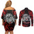 Personalised Aotearoa Bulldog Couples Matching Off Shoulder Short Dress and Long Sleeve Button Shirt NZ Maori Tattoo