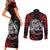 Personalised Aotearoa Bulldog Couples Matching Short Sleeve Bodycon Dress and Long Sleeve Button Shirt NZ Maori Tattoo