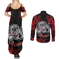 Personalised Aotearoa Bulldog Couples Matching Summer Maxi Dress and Long Sleeve Button Shirt NZ Maori Tattoo