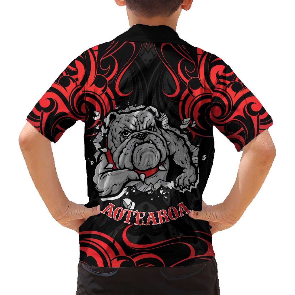 Personalised Aotearoa Bulldog Family Matching Long Sleeve Bodycon Dress and Hawaiian Shirt NZ Maori Tattoo