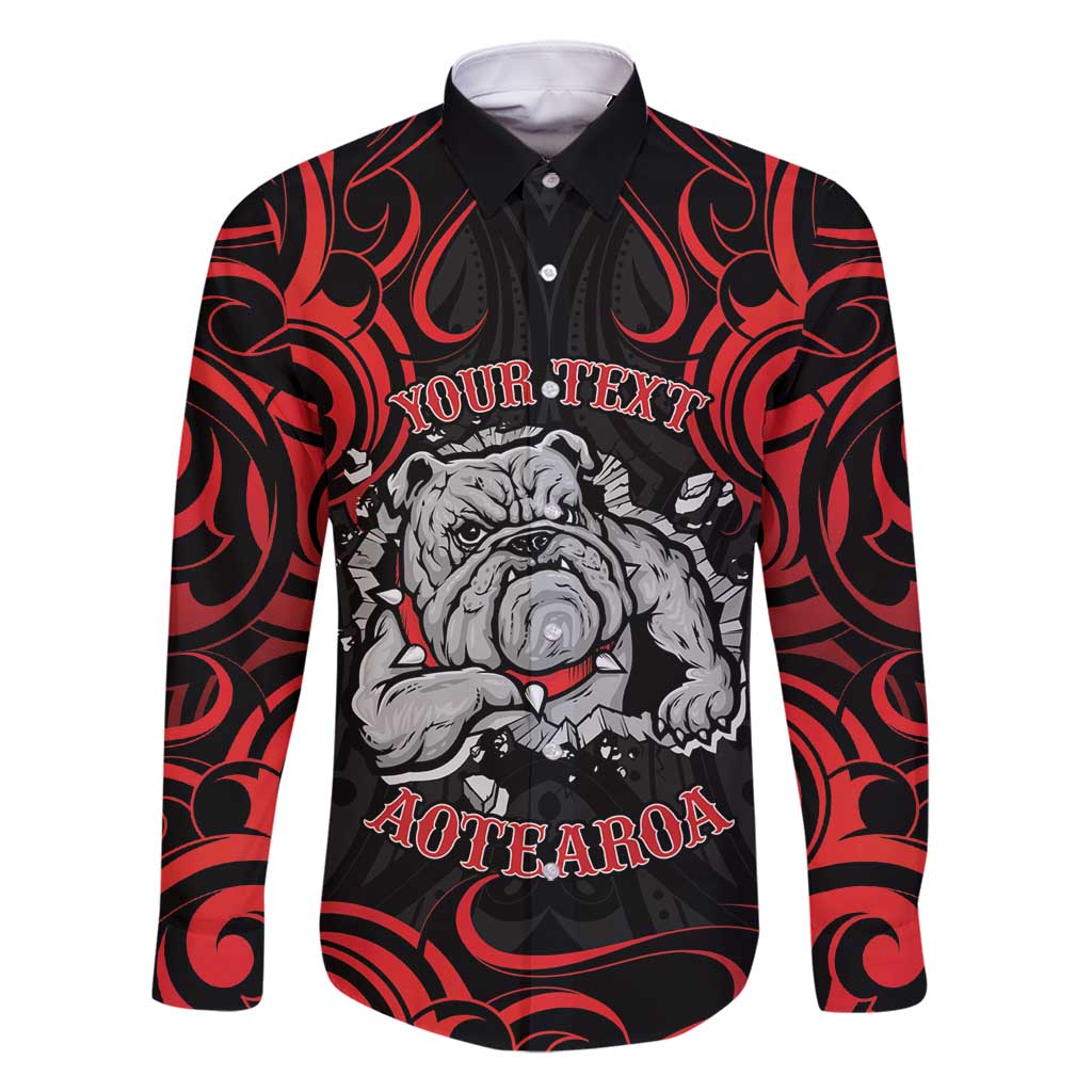 Personalised Aotearoa Bulldog Family Matching Long Sleeve Bodycon Dress and Hawaiian Shirt NZ Maori Tattoo