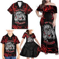 Personalised Aotearoa Bulldog Family Matching Off Shoulder Maxi Dress and Hawaiian Shirt NZ Maori Tattoo