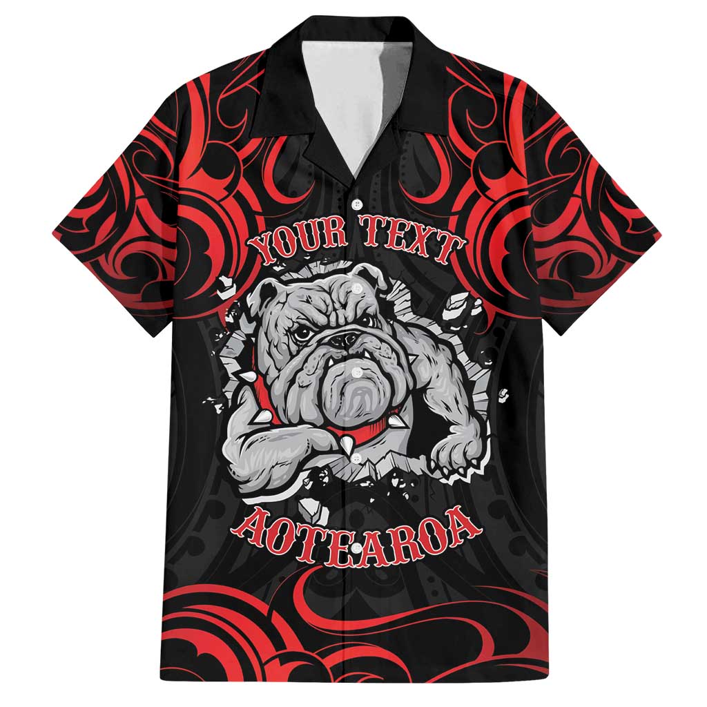 Personalised Aotearoa Bulldog Family Matching Off Shoulder Maxi Dress and Hawaiian Shirt NZ Maori Tattoo