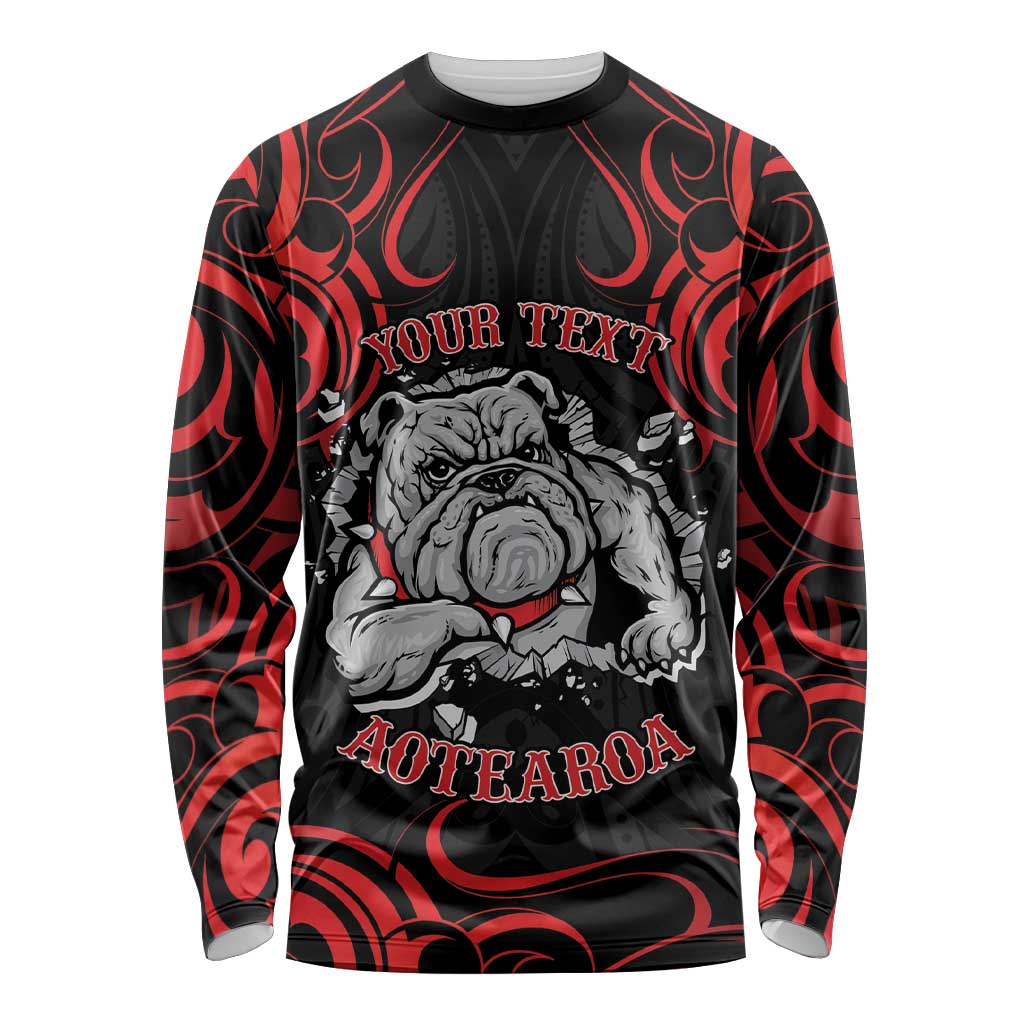 Personalised Aotearoa Bulldog Long Sleeve Shirt NZ Maori Tattoo