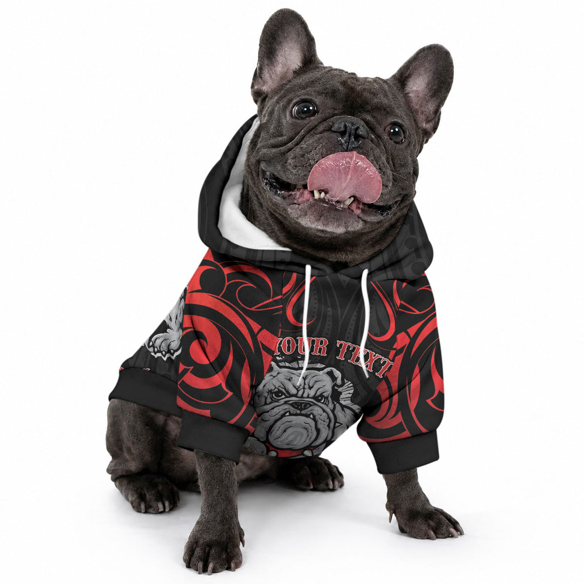 Personalised Aotearoa Bulldog Pet Hoodie NZ Maori Tattoo