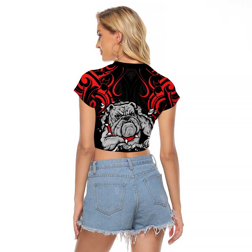 Personalised Aotearoa Bulldog Raglan Cropped T Shirt NZ Maori Tattoo