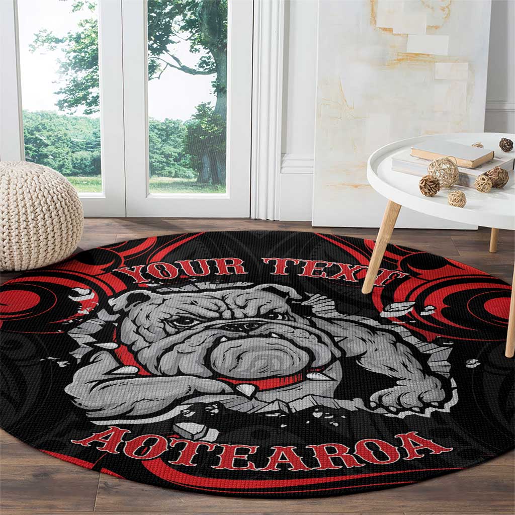 Personalised Aotearoa Bulldog Round Carpet NZ Maori Tattoo