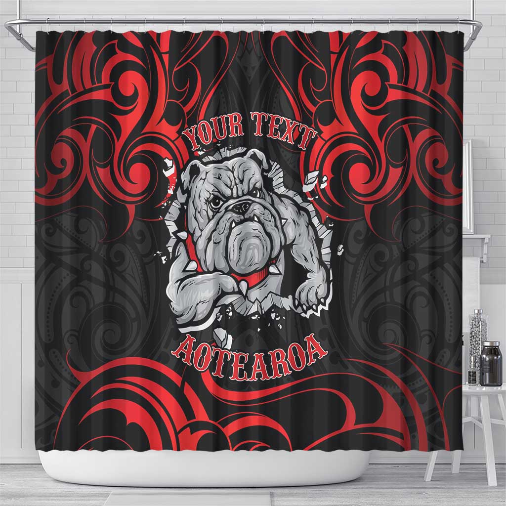 Personalised Aotearoa Bulldog Shower Curtain NZ Maori Tattoo