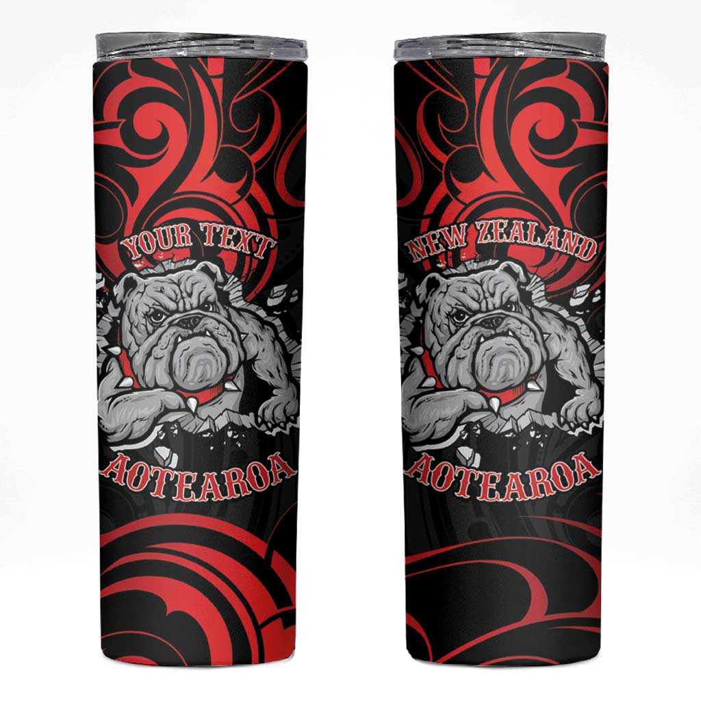 Personalised Aotearoa Bulldog Skinny Tumbler NZ Maori Tattoo LT14 Red - Polynesian Pride