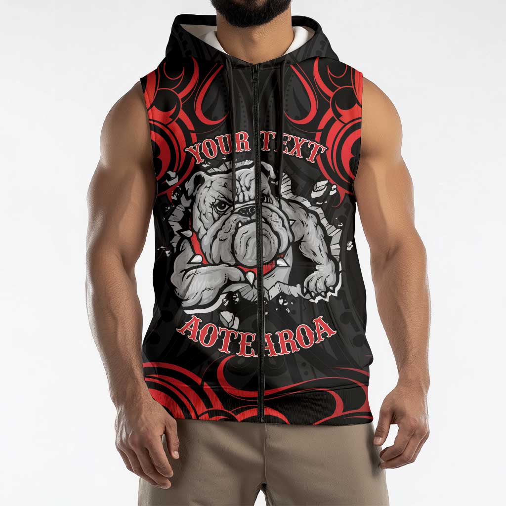 Aotearoa Bulldog Sleeveless Zip Hoodie NZ Maori Tattoo LT14 - Polynesian Pride