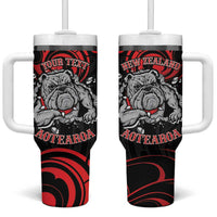 Personalised Aotearoa Bulldog Tumbler With Handle NZ Maori Tattoo LT14 One Size: 40 oz Red - Polynesian Pride