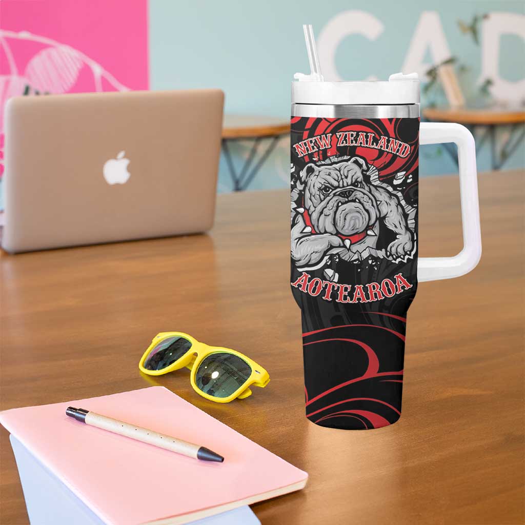 Personalised Aotearoa Bulldog Tumbler With Handle NZ Maori Tattoo LT14 - Polynesian Pride