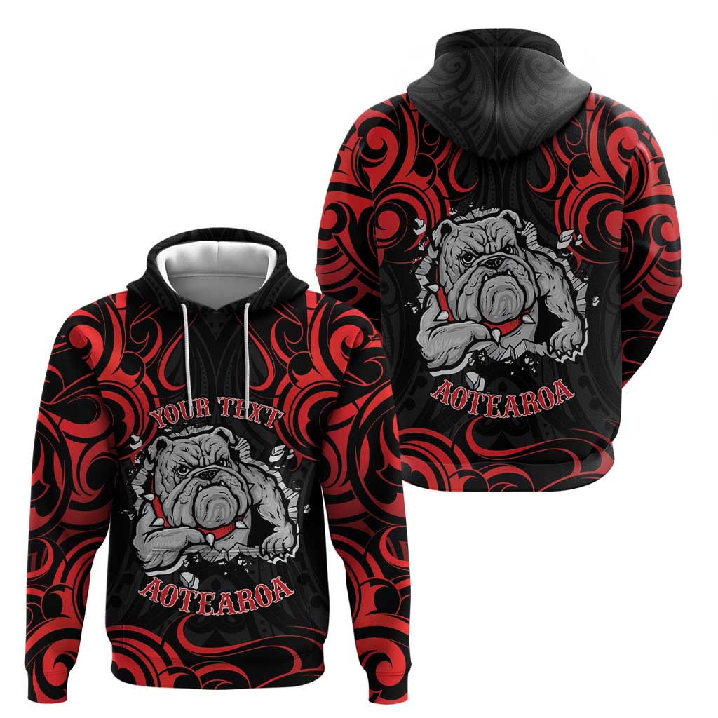 Personalised Aotearoa Bulldog Zip Hoodie NZ Maori Tattoo