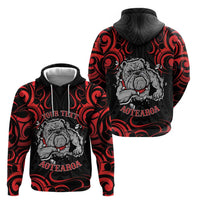 Personalised Aotearoa Bulldog Zip Hoodie NZ Maori Tattoo