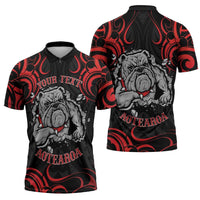 Aotearoa Bulldog Zipper Polo Shirt NZ Maori Tattoo - Polynesian Pride