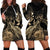 Gold Aloha Hawaii Hoodie Dress Snorkeling With Sea Turtle Polynesian Pattern