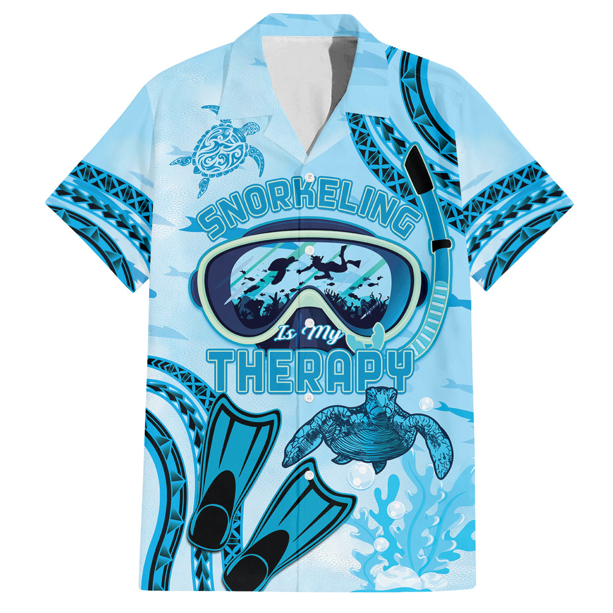 Hawaii Sea Turtle Snorkeling Is My Therapy Family Matching Tank Maxi Dress and Hawaiian Shirt