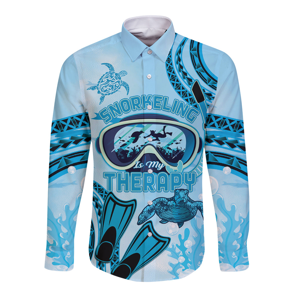 Hawaii Sea Turtle Snorkeling Is My Therapy Long Sleeve Button Shirt
