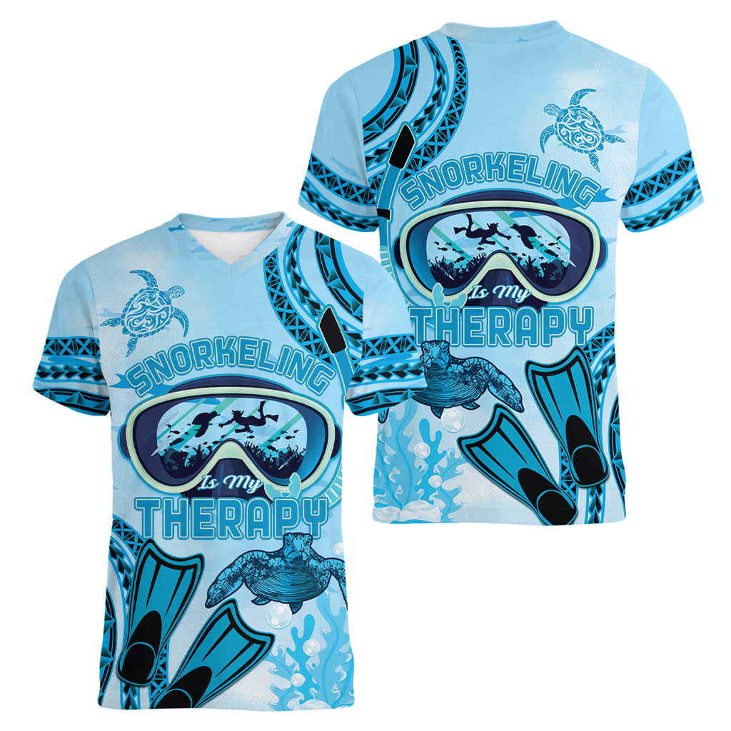 Hawaii Sea Turtle Snorkeling Is My Therapy Women V-Neck T-Shirt