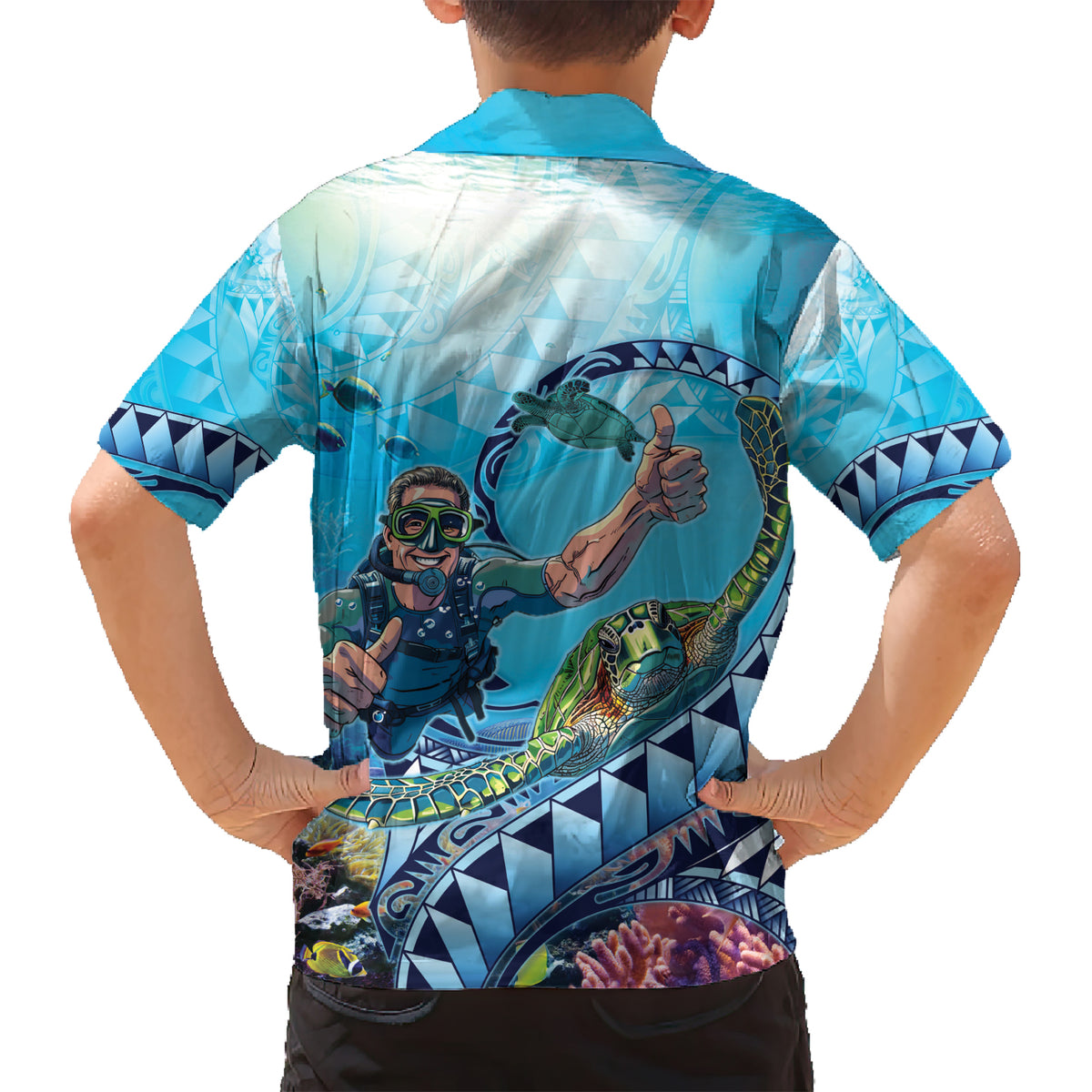 Hawaii Snorkeling Honu Turtle Kid Hawaiian Shirt Under The Ocean Vibes