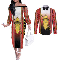 Personalised Bukidnon Philippines Couples Matching Off The Shoulder Long Sleeve Dress and Long Sleeve Button Shirt The Food Basket of Region X