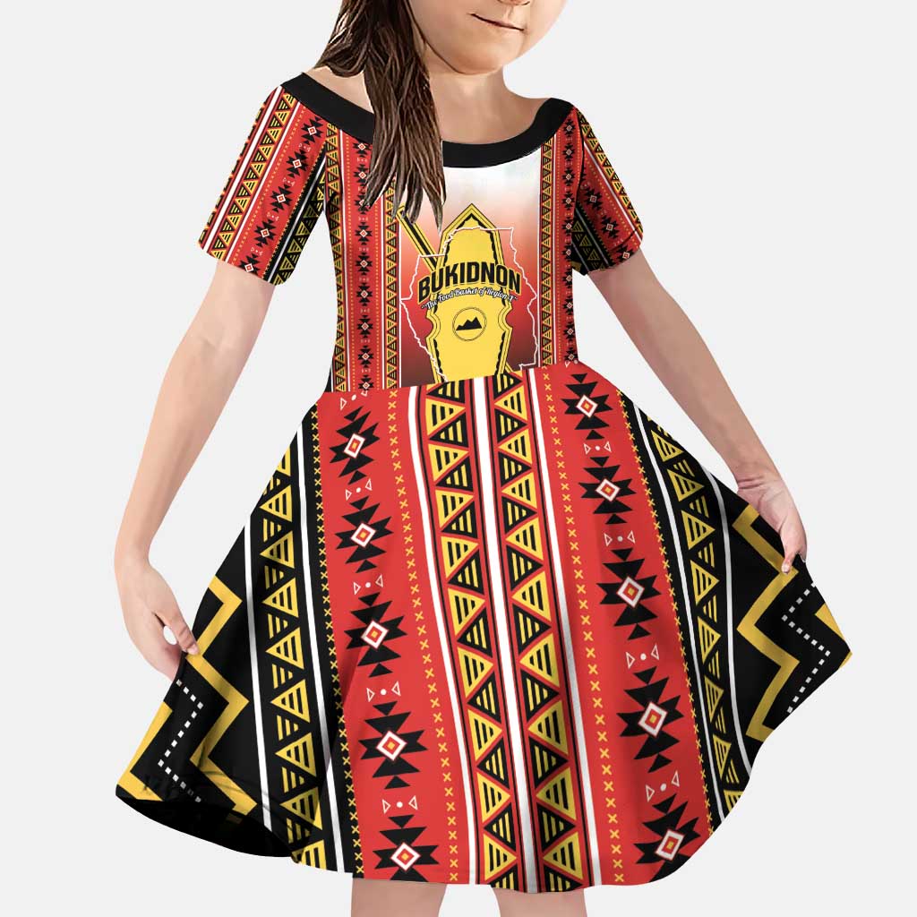 Personalised Bukidnon Philippines Family Matching Puletasi and Hawaiian Shirt The Food Basket of Region X LT14 Daughter's Dress Red - Polynesian Pride