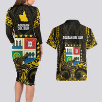 Agusan del Sur Philippines Couples Matching Long Sleeve Bodycon Dress and Hawaiian Shirt Habagatang Agusan Lolong