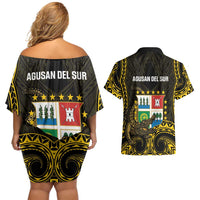 Agusan del Sur Philippines Couples Matching Off Shoulder Short Dress and Hawaiian Shirt Habagatang Agusan Lolong