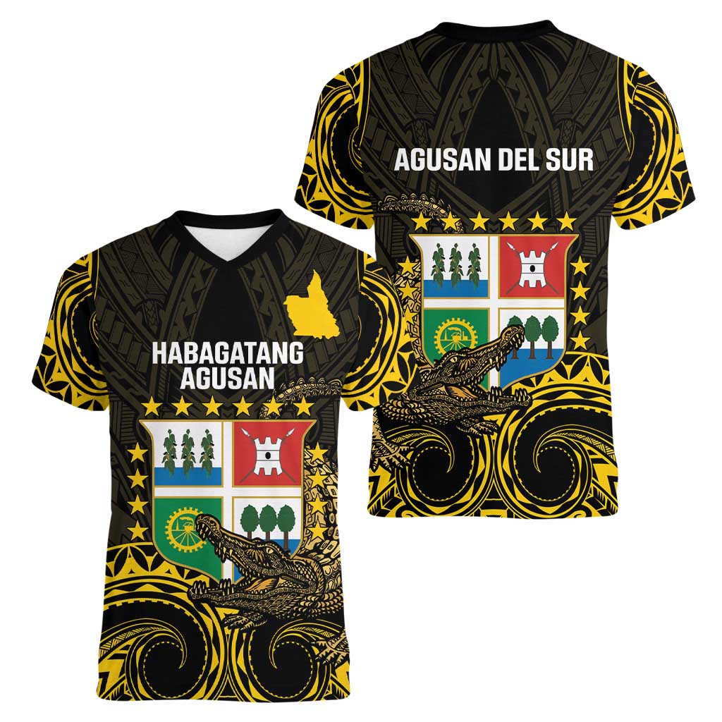 Agusan del Sur Philippines Women V-Neck T-Shirt Habagatang Agusan Lolong