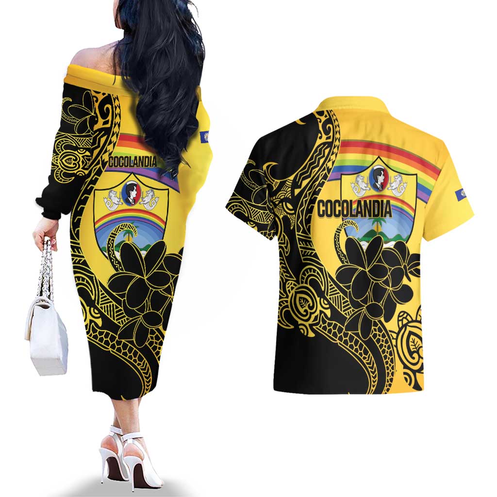 Quezon Province Couples Matching Off The Shoulder Long Sleeve Dress and Hawaiian Shirt Cocolandia Philippines Turtle