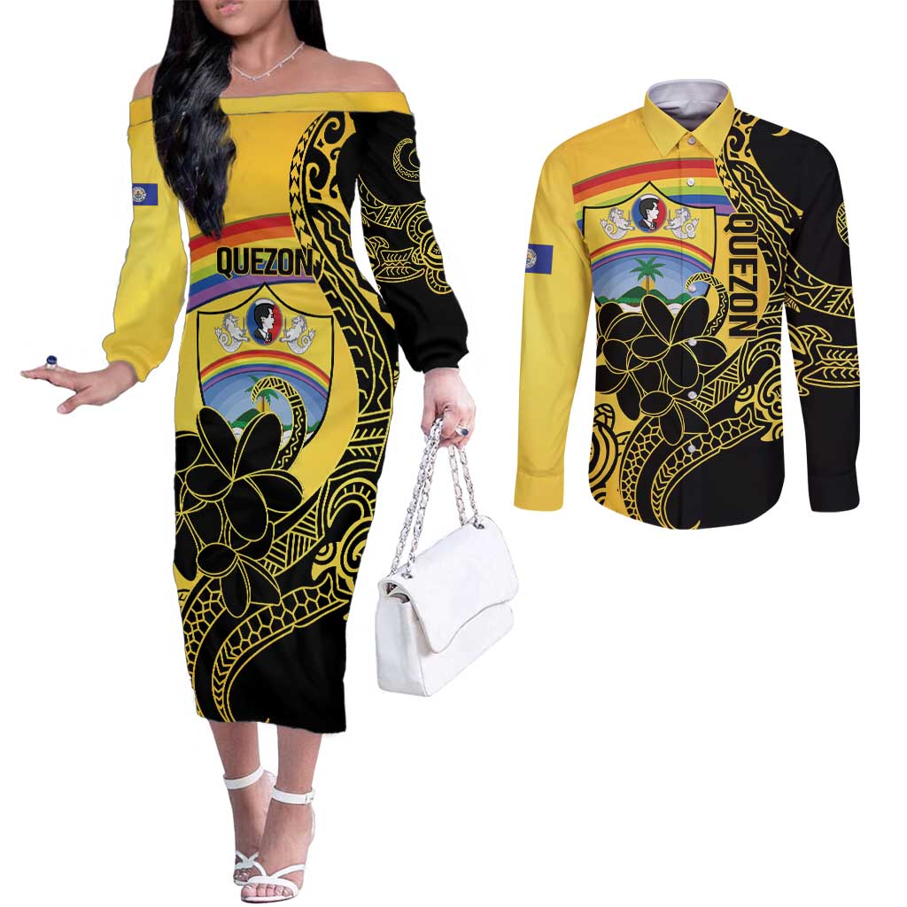 Quezon Province Couples Matching Off The Shoulder Long Sleeve Dress and Long Sleeve Button Shirt Cocolandia Philippines Turtle