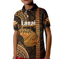 Polynesian Pride Hawaiian Islands Kid Polo Shirt Lani Map Gold Kanaka With Kakau LT14 Kid Gold - Polynesian Pride