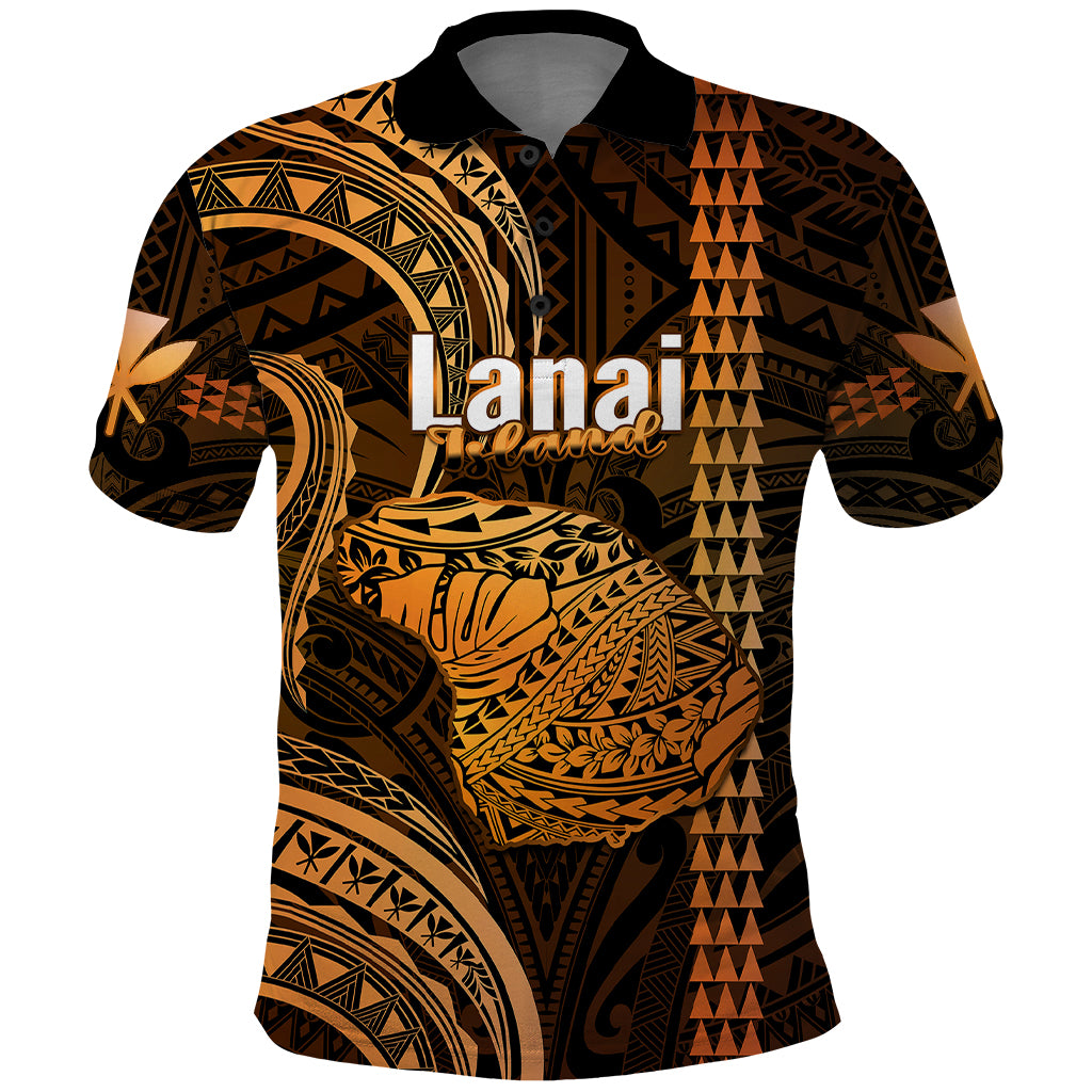 Polynesian Pride Hawaiian Islands Polo Shirt Lani Map Gold Kanaka With Kakau LT14 Gold - Polynesian Pride