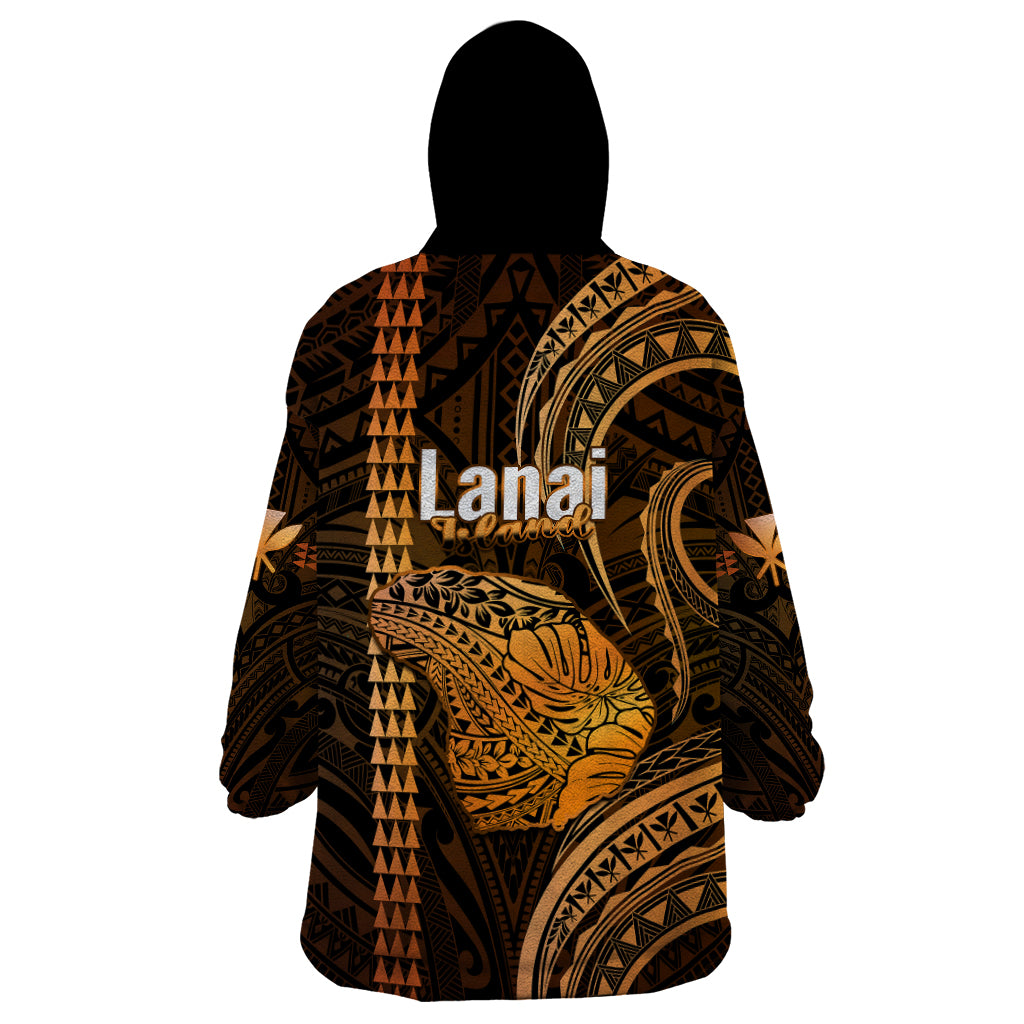 Polynesian Pride Hawaiian Islands Wearable Blanket Hoodie Lani Map Gold Kanaka With Kakau LT14 - Polynesian Pride