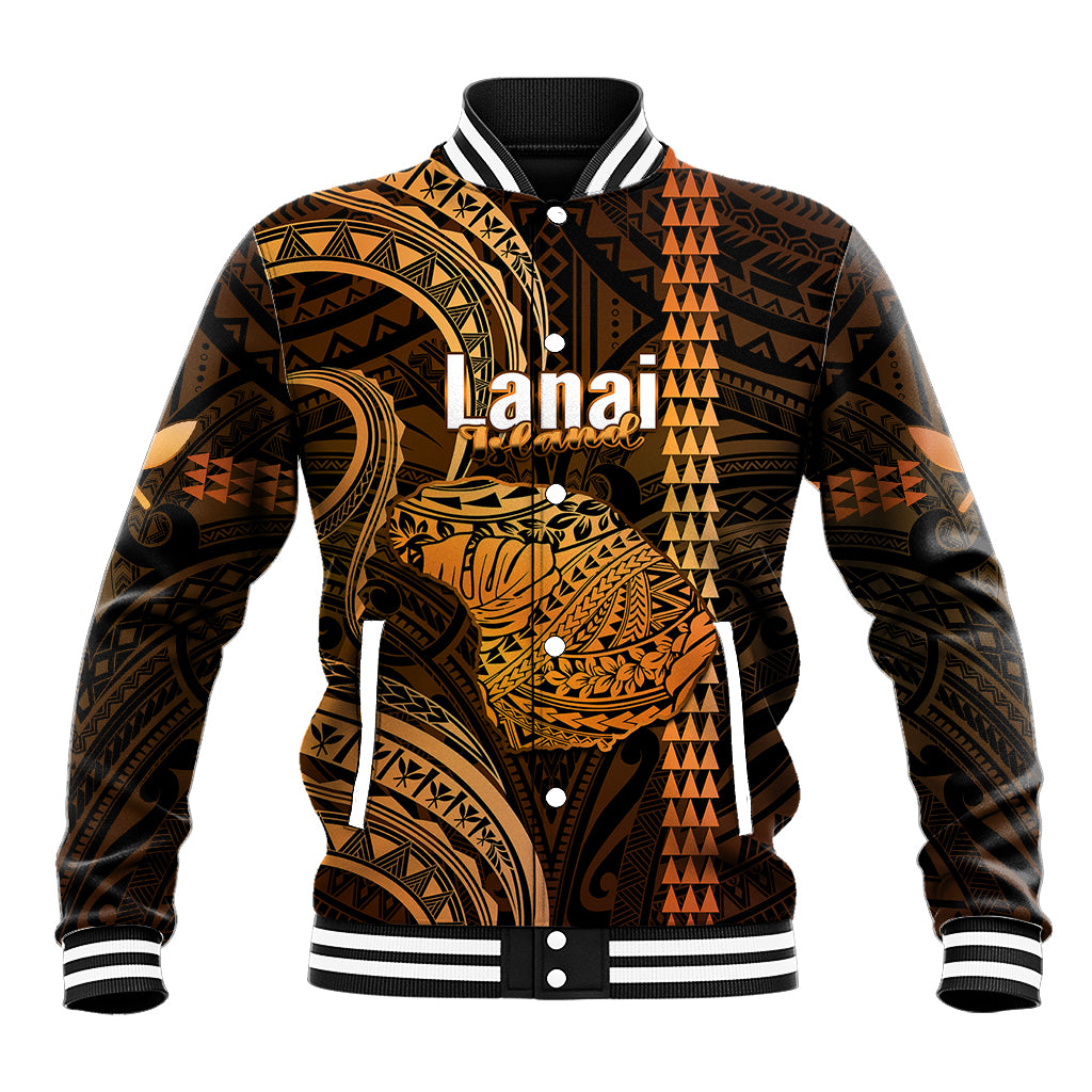 Personalised Hawaiian Islands Baseball Jacket Lani Map Gold Kanaka With Kakau LT14 Unisex Gold - Polynesian Pride