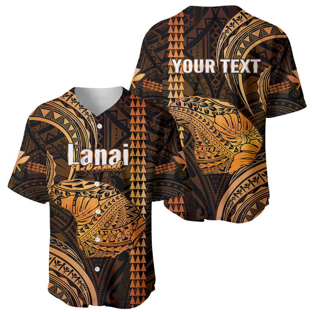 Personalised Hawaiian Islands Baseball Jersey Lani Map Gold Kanaka With Kakau LT14 - Polynesian Pride