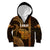 Personalised Hawaiian Islands Kid Hoodie Lani Map Gold Kanaka With Kakau LT14 Zip Hoodie Gold - Polynesian Pride