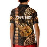 Personalised Hawaiian Islands Kid Polo Shirt Lani Map Gold Kanaka With Kakau LT14 - Polynesian Pride
