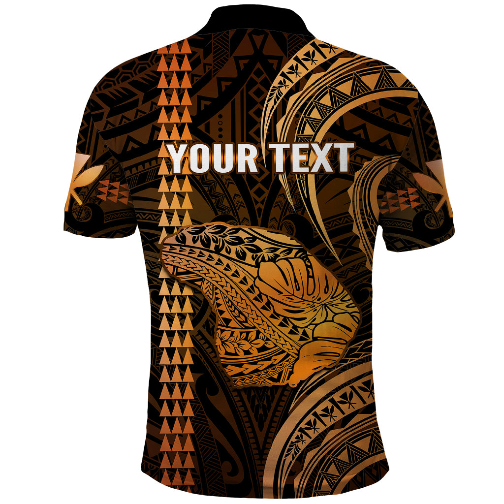 Custom Hawaiian Islands Polo Shirt Lani Map Gold Kanaka With Kakau LT14 - Polynesian Pride