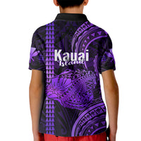 Polynesian Pride Hawaiian Islands Kid Polo Shirt Kauai Map Purple Kanaka With Kakau LT14 - Polynesian Pride