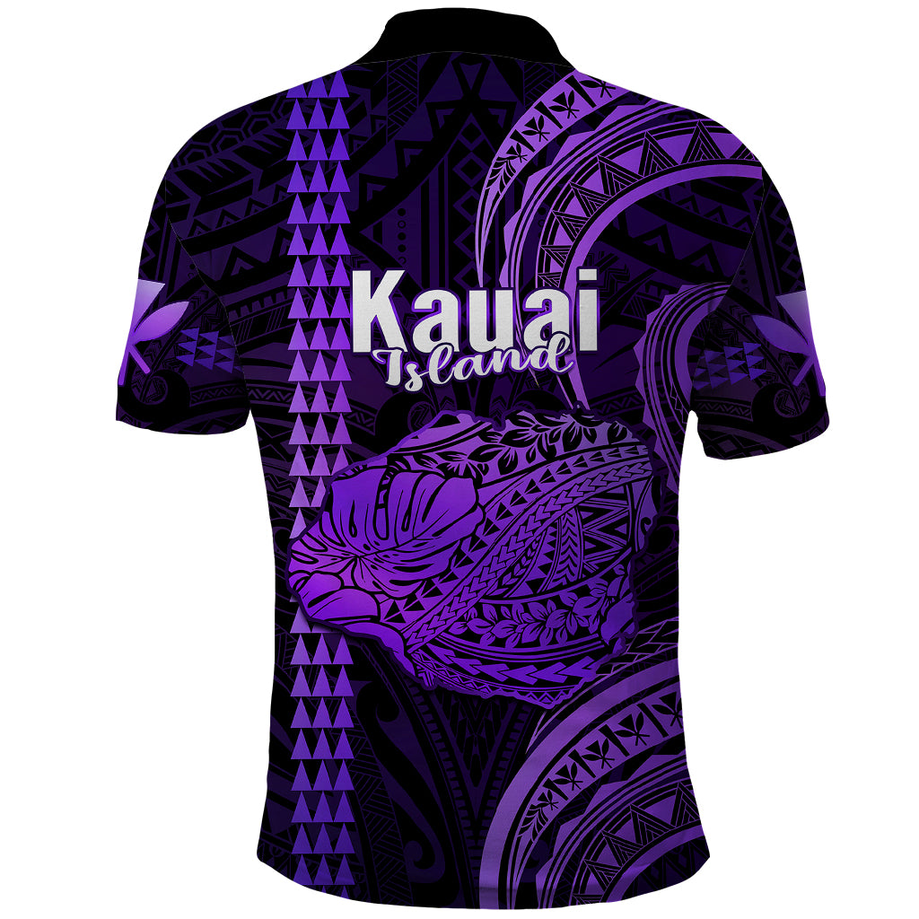 Polynesian Pride Hawaiian Islands Polo Shirt Kauai Map Purple Kanaka With Kakau LT14 - Polynesian Pride
