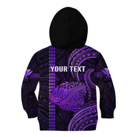 Personalised Hawaiian Islands Kid Hoodie Kauai Map Purple Kanaka With Kakau LT14 - Polynesian Pride