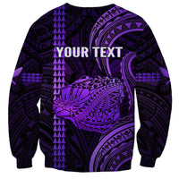 Personalised Hawaiian Islands Sweatshirt Kauai Map Purple Kanaka With Kakau LT14 - Polynesian Pride