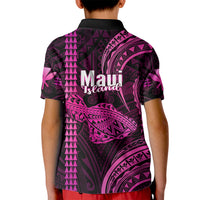 Polynesian Pride Hawaiian Islands Kid Polo Shirt Maui Map Pink Kanaka With Kakau LT14 - Polynesian Pride