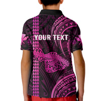 Personalised Hawaiian Islands Kid Polo Shirt Maui Map Pink Kanaka With Kakau LT14 - Polynesian Pride