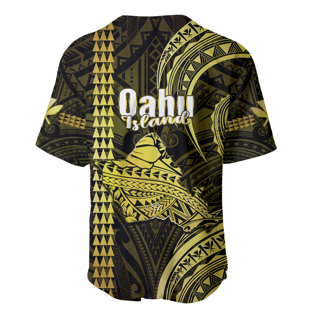 Polynesian Pride Hawaiian Islands Baseball Jersey Oahu Map Yellow Kanaka With Kakau LT14 - Polynesian Pride